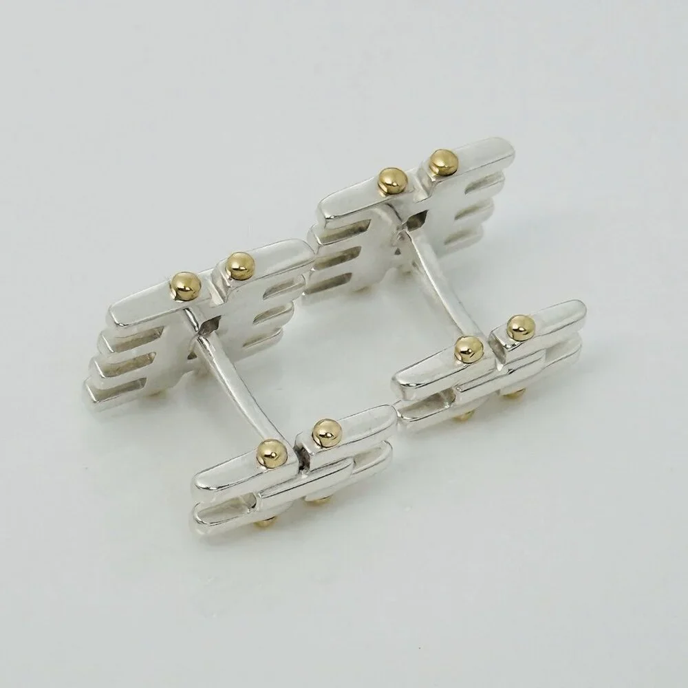 Tiffany Gatelink Cufflinks in 18K Yellow Gold and Sterling Silver